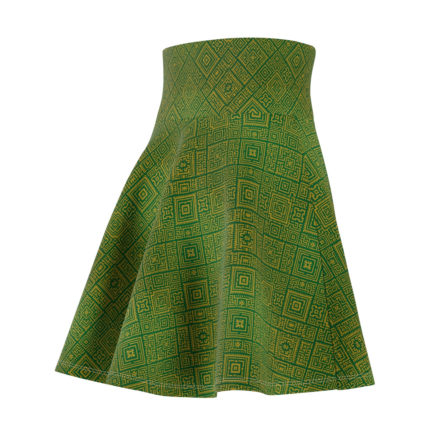 Green & Gold Dhaka Skater Skirt | NepDrip Women’s Collection