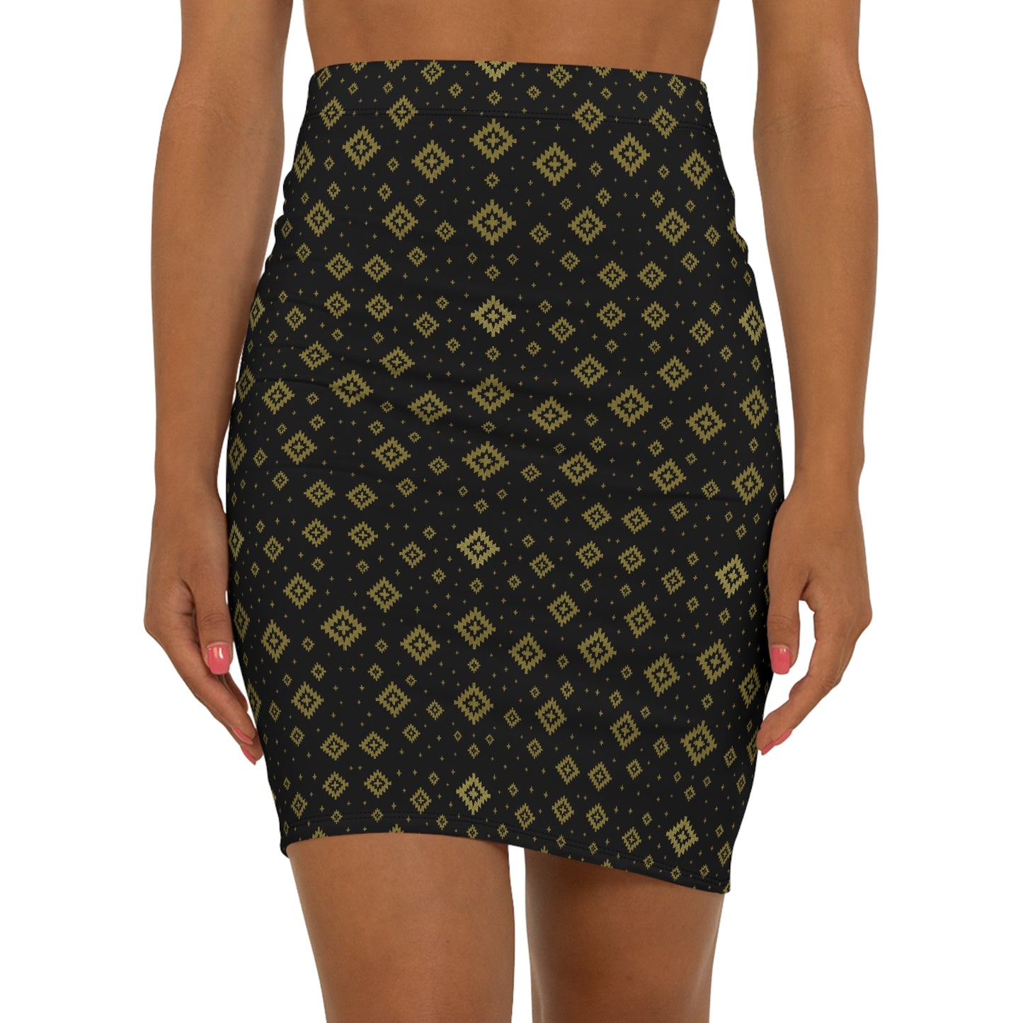Black & Gold Dhaka Pencil Skirt – Mid-Waist | NepDrip Luxe Edition