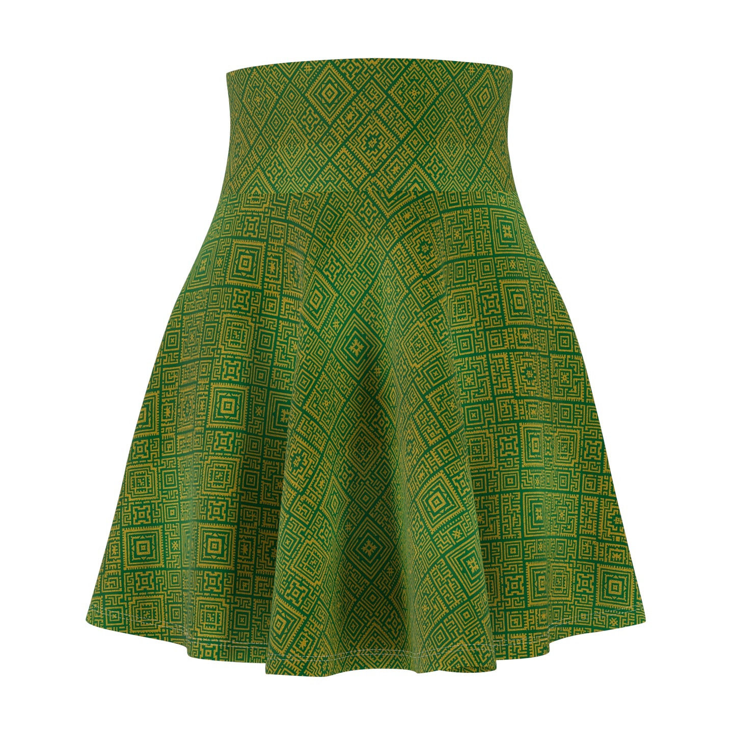 Green & Gold Dhaka Skater Skirt | NepDrip Women’s Collection