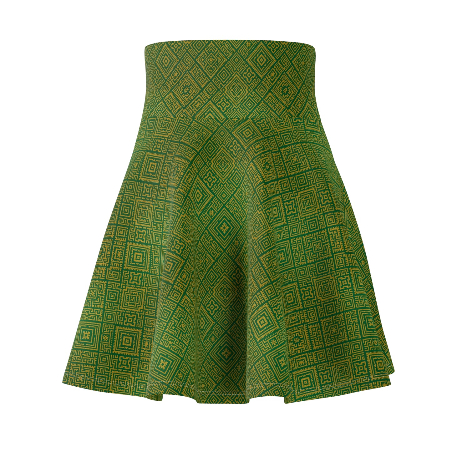 Green & Gold Dhaka Skater Skirt | NepDrip Women’s Collection