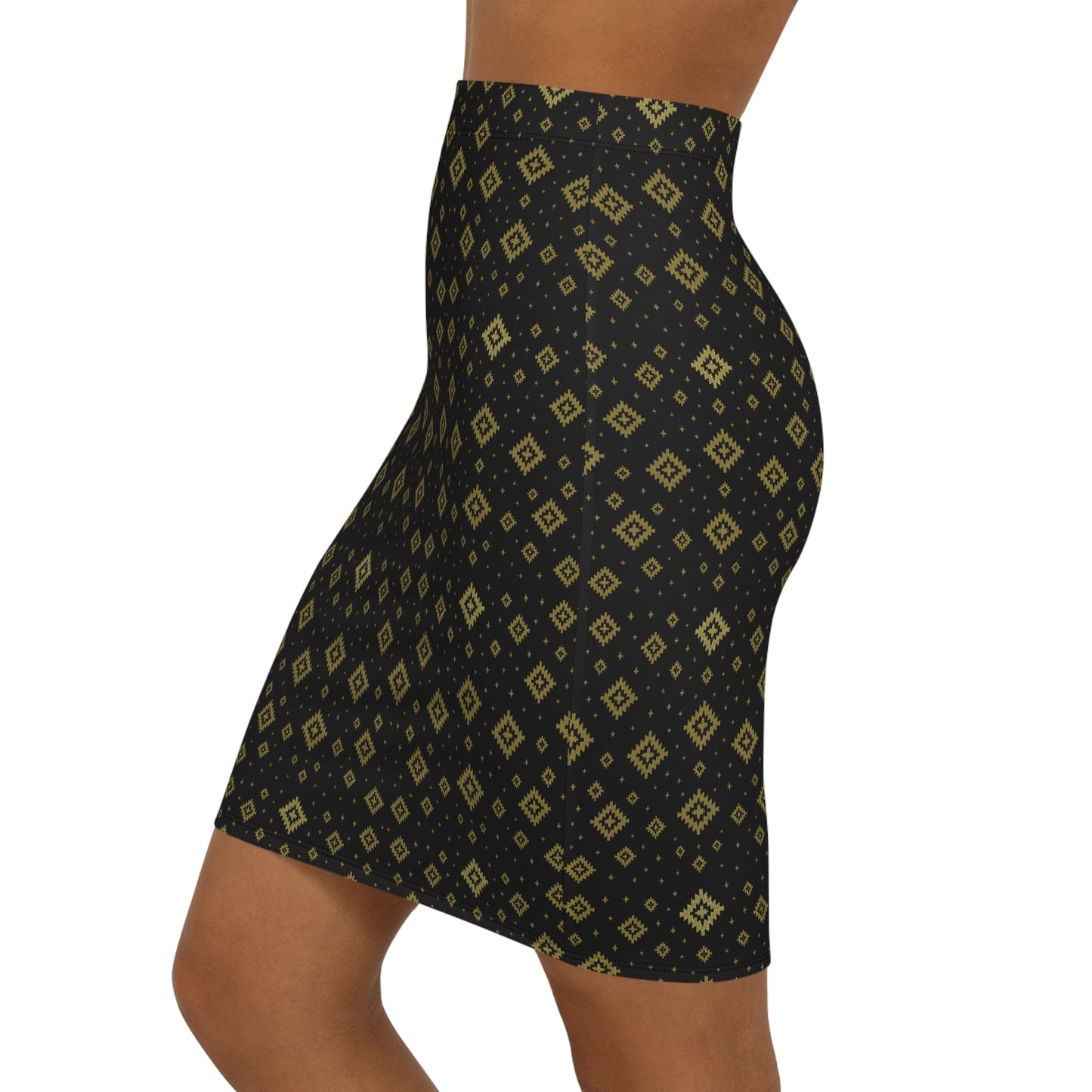 Black & Gold Dhaka Pencil Skirt – Mid-Waist | NepDrip Luxe Edition
